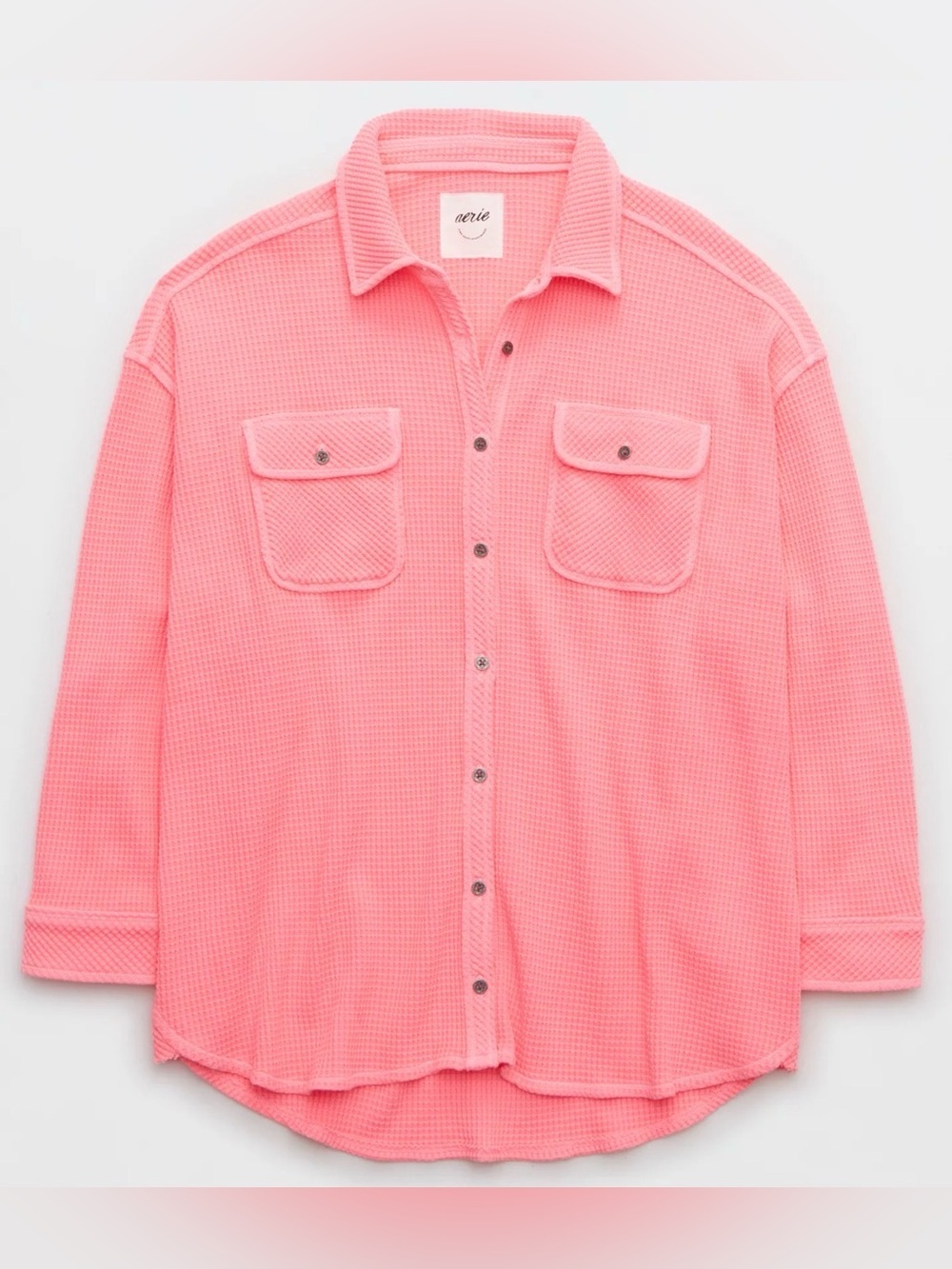 Aerie LumberJane Waffle Shirt Womenās Pink Size XXS Oversized Shacket